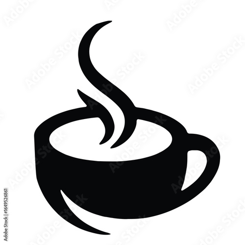 Stylized illustration of a coffee cup with steam rising
