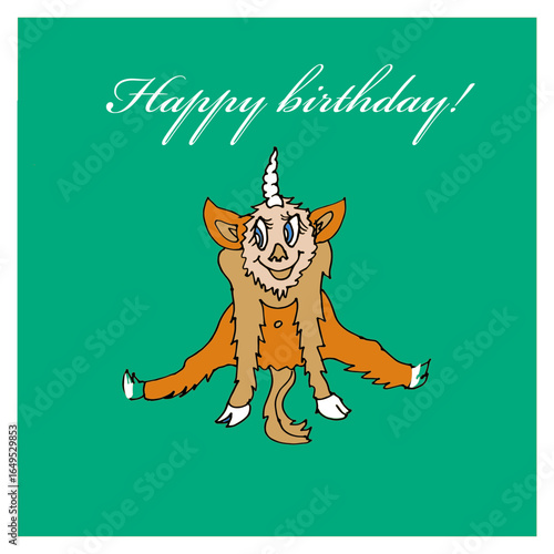 Happy Birthday Card in English with Unicorn