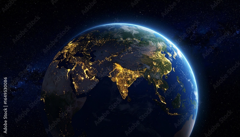 Obraz premium Earth and City Lights