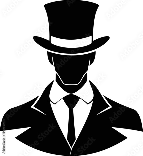 19th Century Man in Top Hat Silhouette