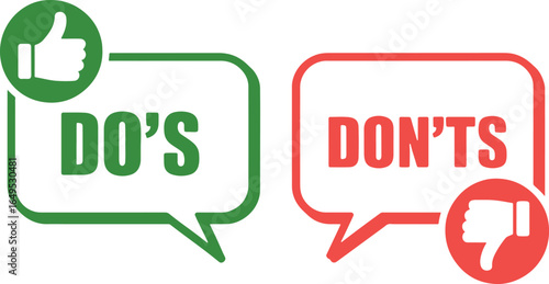 Dos and Donts Illustration Graphic with Thumbs Up and Thumbs Down Icons for Education and Training Materials