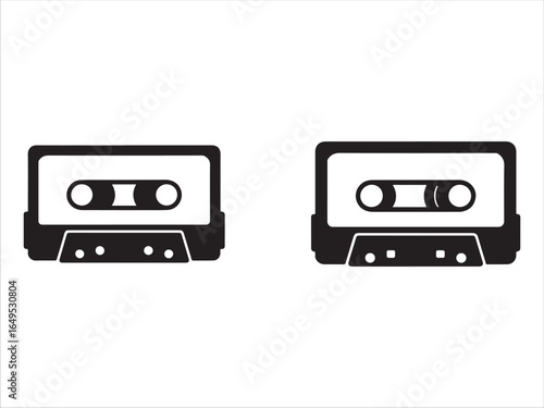 Simple Black and White Audio Cassette Tape Icons