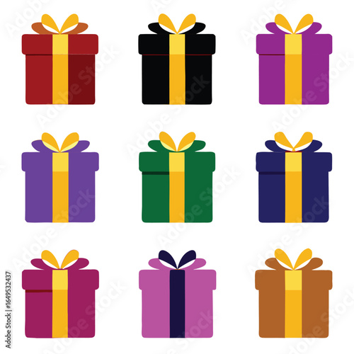 set of colorful gift boxes
