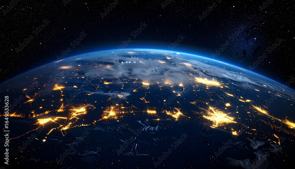 Obraz premium Earth and City Lights