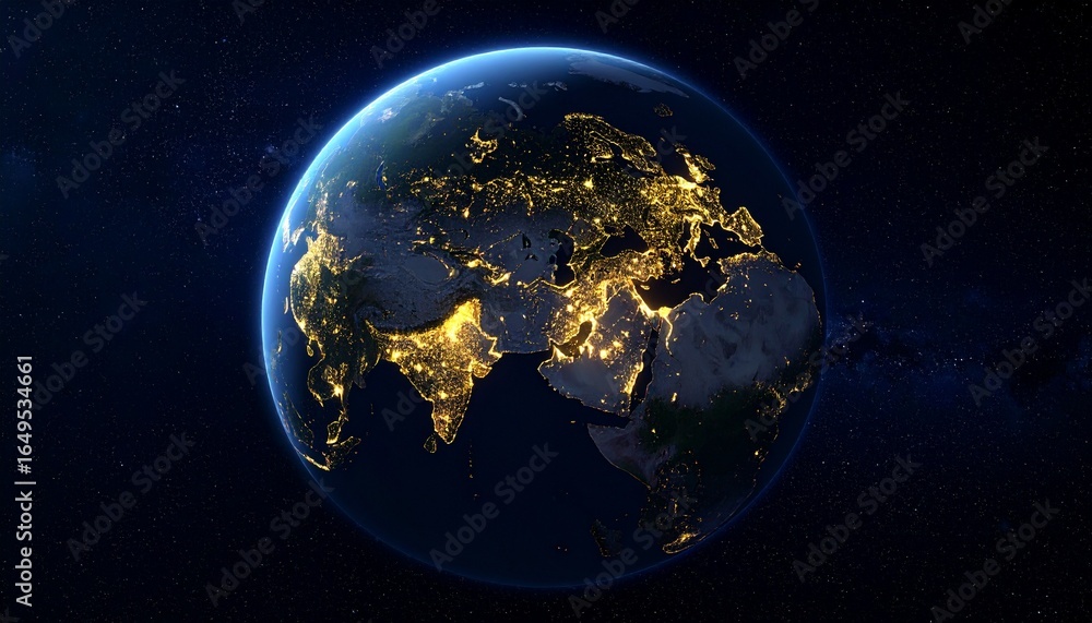 Fototapeta premium Earth and City Lights