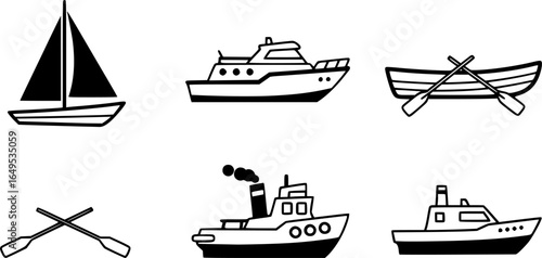 Boat icon set, simple style
