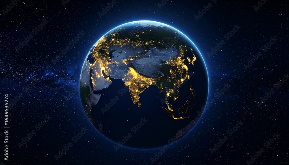 Naklejka premium Earth and City Lights