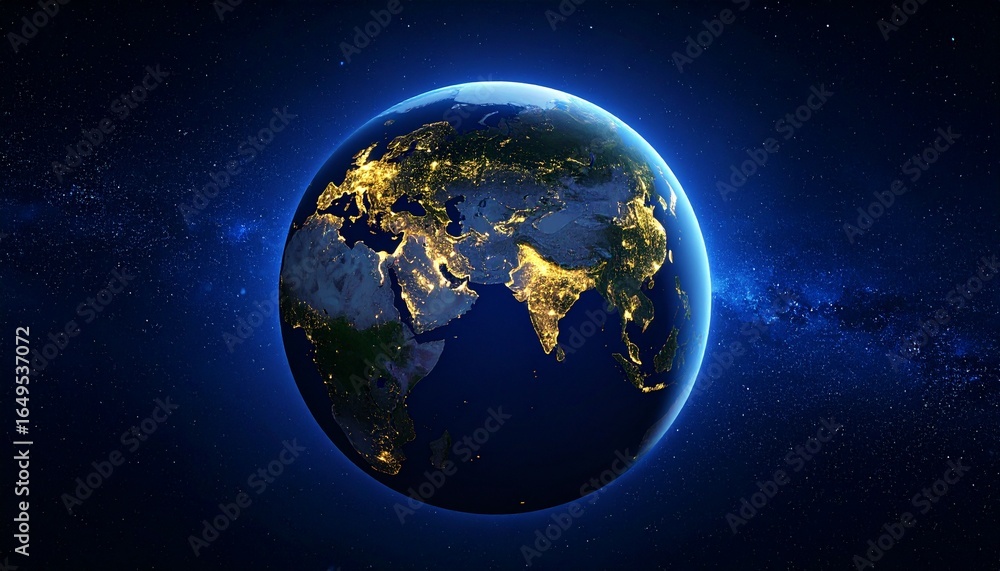 Fototapeta premium Earth and City Lights