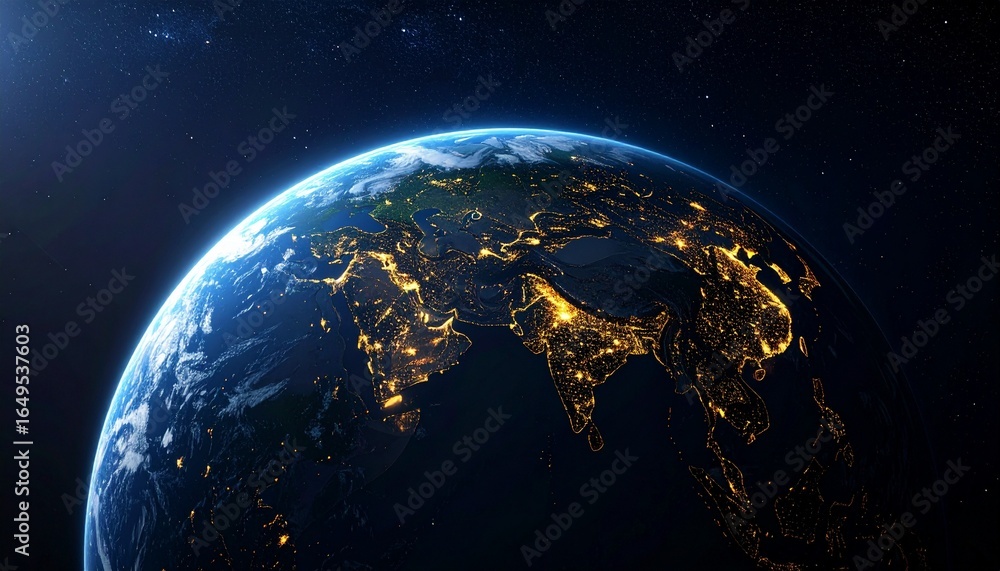 Fototapeta premium Earth and City Lights