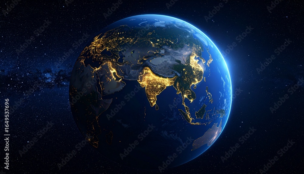 Obraz premium Earth and City Lights