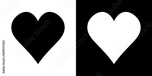 Black and white heart suit playing card symbol icon for casino, gambling, poker, and card game designs. Suitable for digital graphics, signs, and vector illustrations.