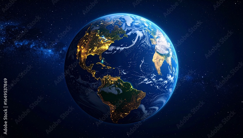 Obraz premium Earth and City Lights