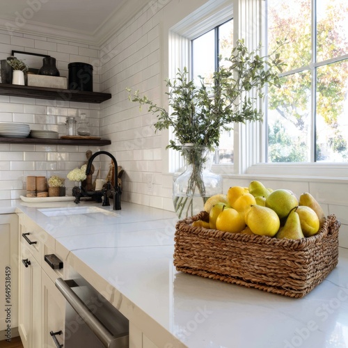 Wallpaper Mural Bright and Cozy Kitchen Featuring Fresh Fruit in a Basket Torontodigital.ca