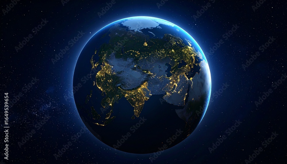 Fototapeta premium Earth and City Lights