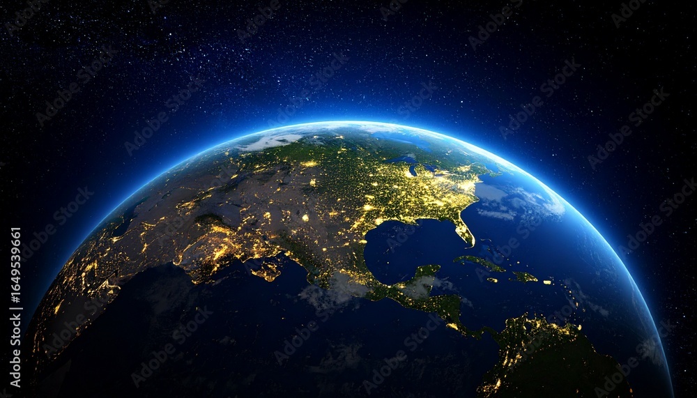 Fototapeta premium Earth and City Lights