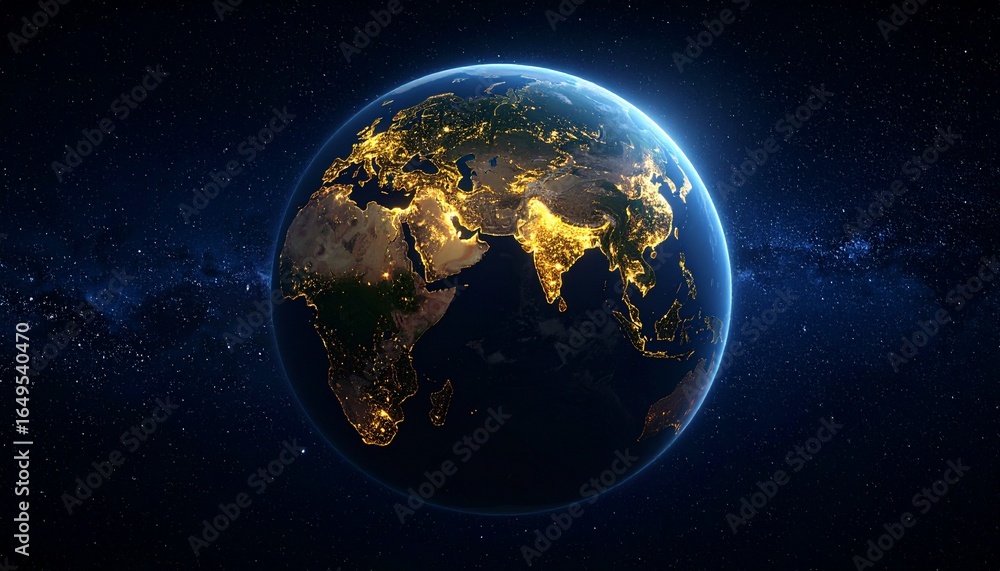 Obraz premium Earth and City Lights