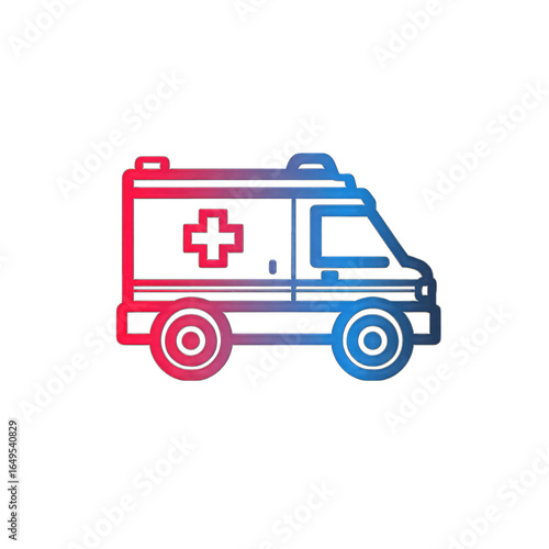 Wallpaper Mural Smart ambulance icon, autonomous emergency vehicle, flat clean design, red-blue gradient on white background Torontodigital.ca