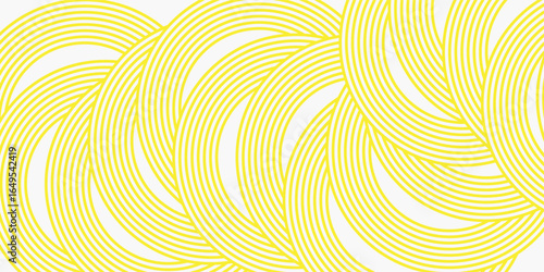 Doodle banner with yellow ramen pattern on white background. Wave abstract pattern.