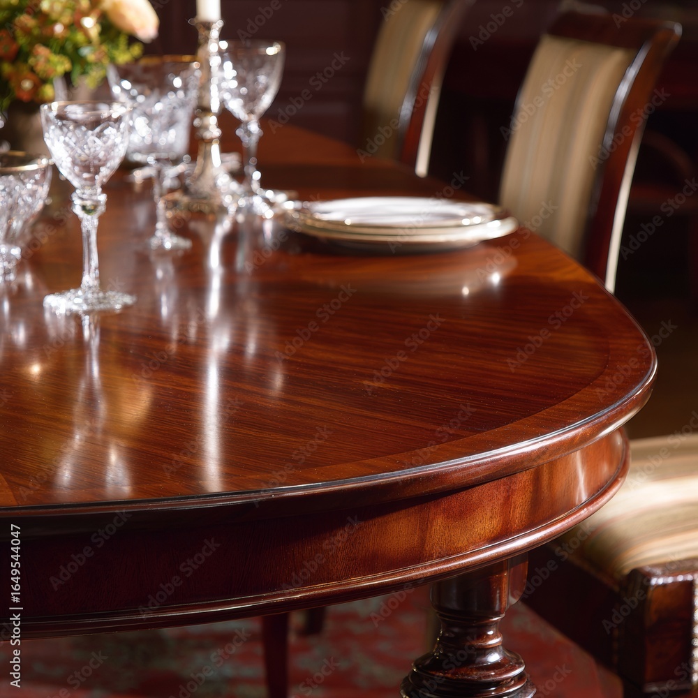 Obraz premium Elegant Dining Table Setting with Crystal Glassware and Candles