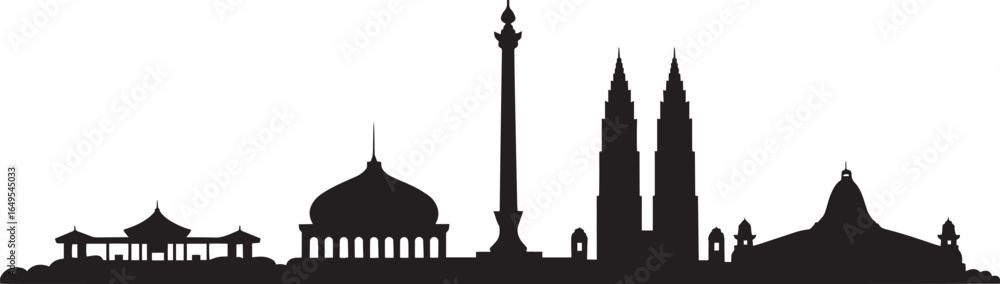Fototapeta premium Kuala Lumpur Skyline Silhouette Vector Illustration Malaysia Capital City Landmark
