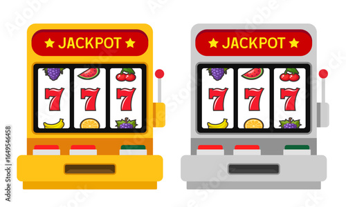 Slot machine. Jackpot. Vector flat clipart isolated on white background.