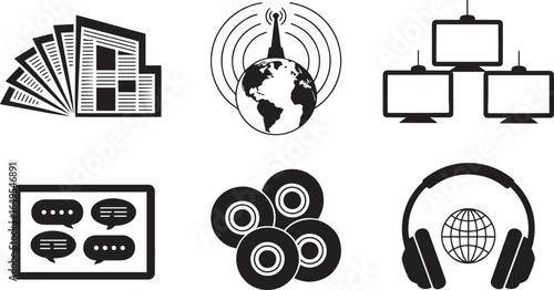 Modern Communication Channels Vector Illustration Representing Global Media and Connectivity