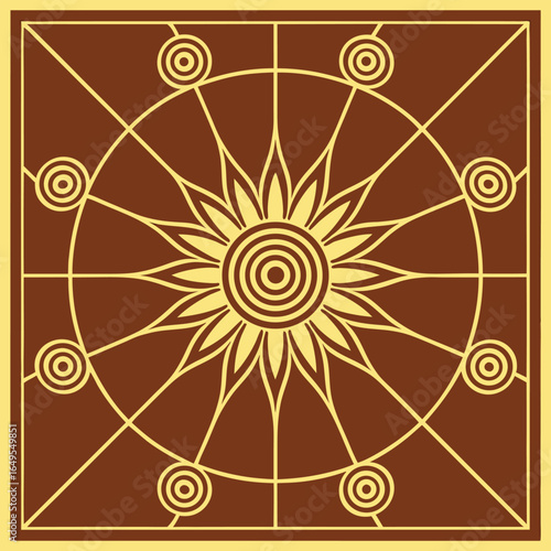 Abstract spiral constellation map with polar oasis elements