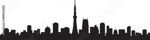 Tokyo Japan Skyline Silhouette Vector Illustration with Tower and Modern Buildings