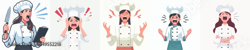 female chef character vector is screaming