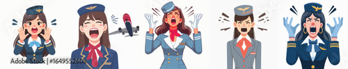 vector character of a flight attendant shouting