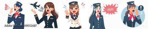 vector character of a flight attendant shouting
