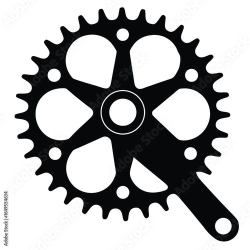 Bicycle crankset component silhouette on white background