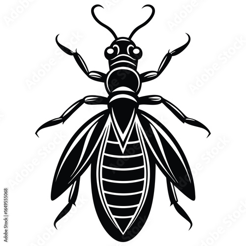 Black Bee Silhouette with Detailed Wings and Body insect flying insect