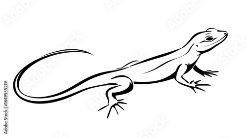 Black and white line art of a lizard