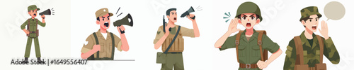 vector character of soldier shouting