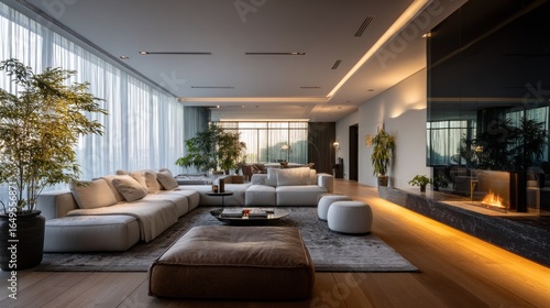 Wallpaper Mural Modern living room with a statement fireplace. Torontodigital.ca