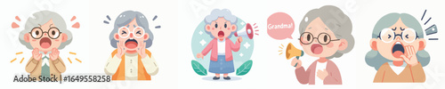 vector of grandmother screaming