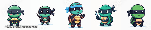 cute vector of turtles in ninja costumes