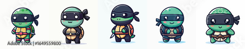 cute vector of turtles in ninja costumes
