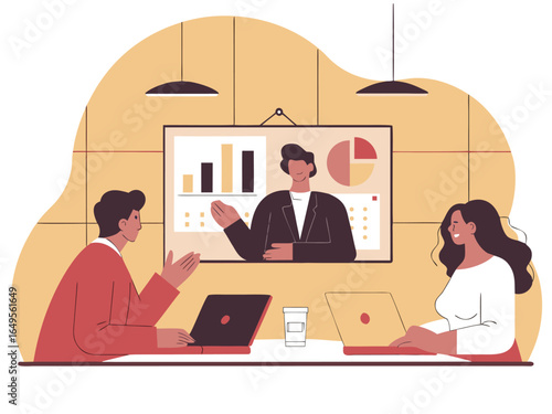 Team of business professionals discussing digital transformation strategy in modern office space