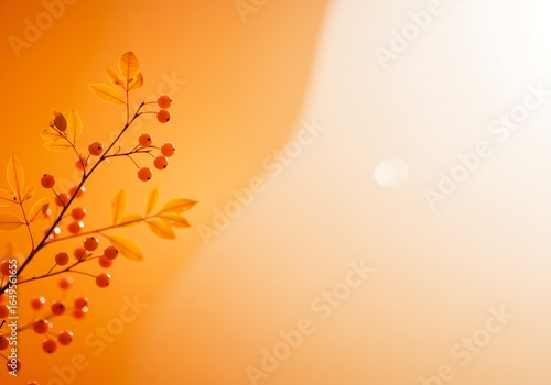 Warm autumn berries glow against a soft orange backdrop, evoking cozy seasonal feelings