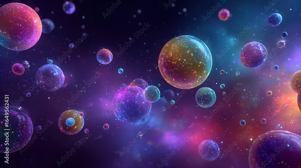 Naklejka premium Abstract colorful space spheres illustration