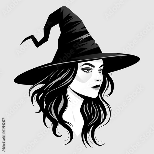 face of witch wearing hat vector