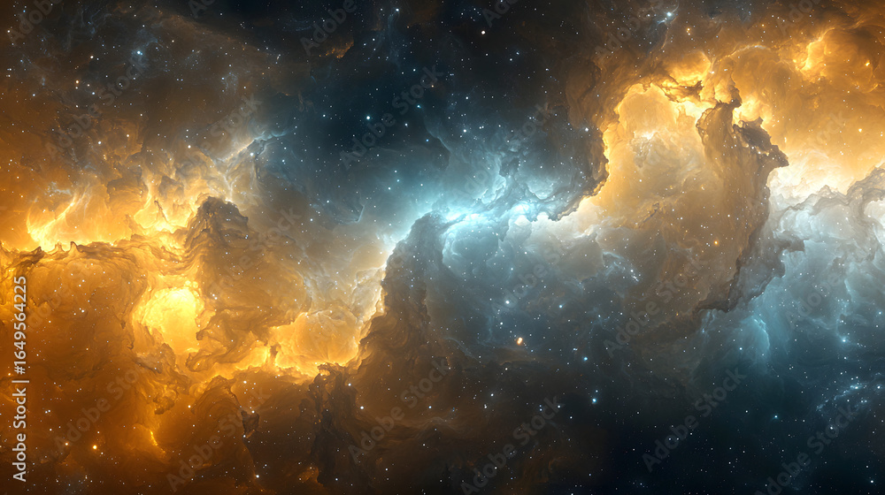 Fototapeta premium Colorful nebula and dazzling star cluster in the vast universe capturing celestial beauty in space