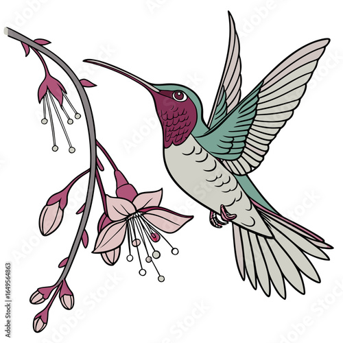 vector illustration of a bird with flowers