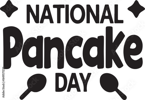 Bold Text Celebrating National Pancake Day with Spatulas and Star Shapes