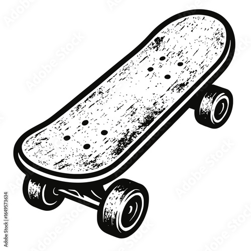 Grungy Vector Illustration of a Skateboard