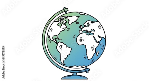 Hand-drawn illustration of a world globe.