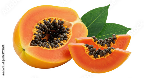 Isolated papaya with slice