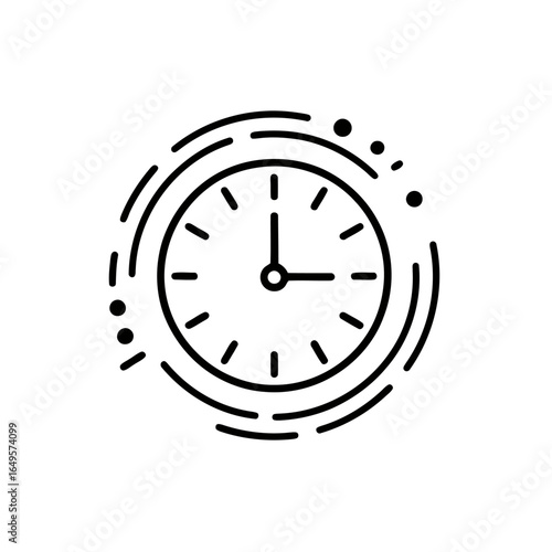 Clock Face with Time Passage Around It Symbolizing Deadlines and Urgency Black and White